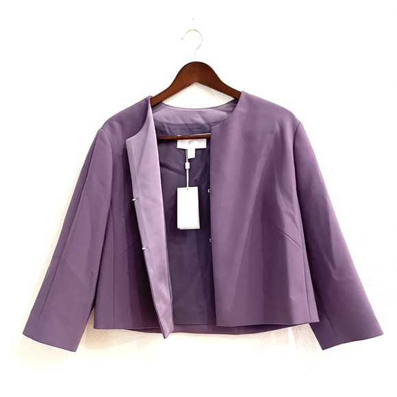 NWT Hugo Boss Purple Mauve Cropped Collarless Blazer Jacket Sz. 12 - Picture 7 of 12